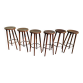 set of 6 bar stools - Vintage - Wood