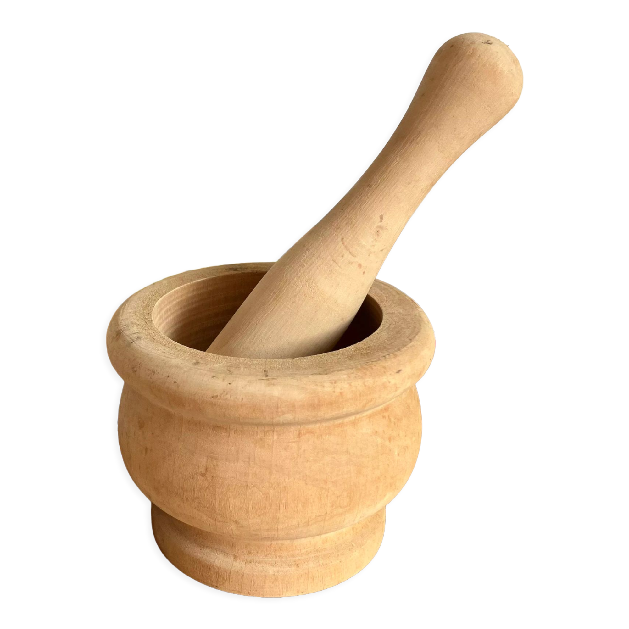 Wooden mortar and pestle