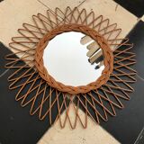 Vintage rattan sun mirror 40cm