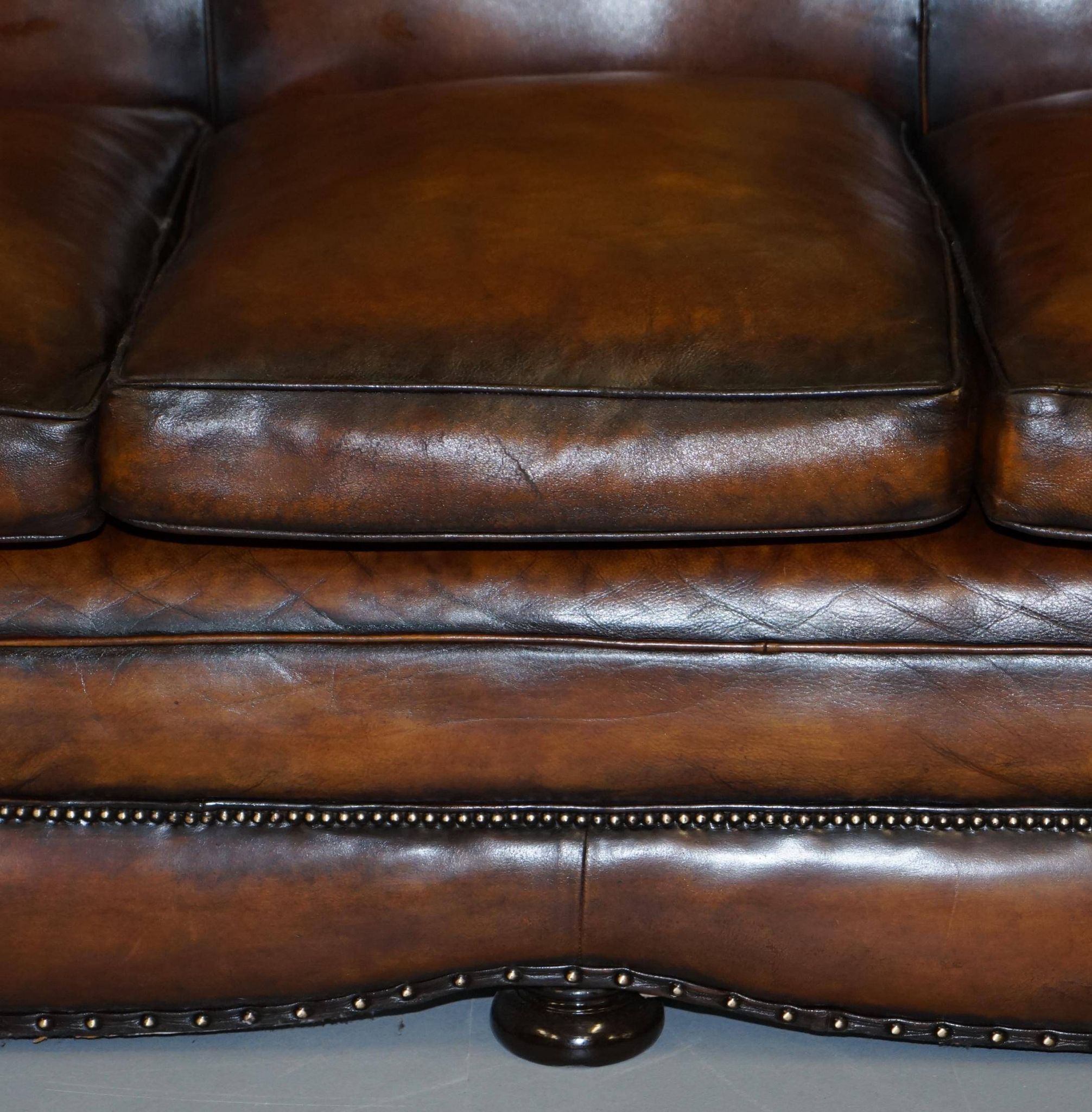 Restored vintage leather sofa from a gentleman's Victorian club.