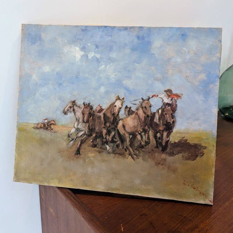 Huile sur toile "Les chevaux sauvages"