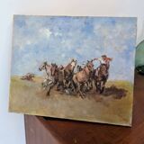 Oil on canvas "Wild horses"