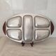 Plateau inox 18/10 poignées en bois multi compartiment Vintage