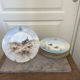 Antique 6x Sèvres Porcelain Plates Lahore & Basket 19th Century Hunting