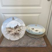 Antique 6x Sèvres Porcelain Plates Lahore & Basket 19th Century Hunting
