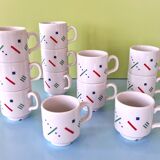Set of 12 Postmodern Memphis cups by Royal Mosa Maastricht, The Netherlands
