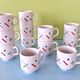 Set of 12 Postmodern Memphis cups by Royal Mosa Maastricht, The Netherlands
