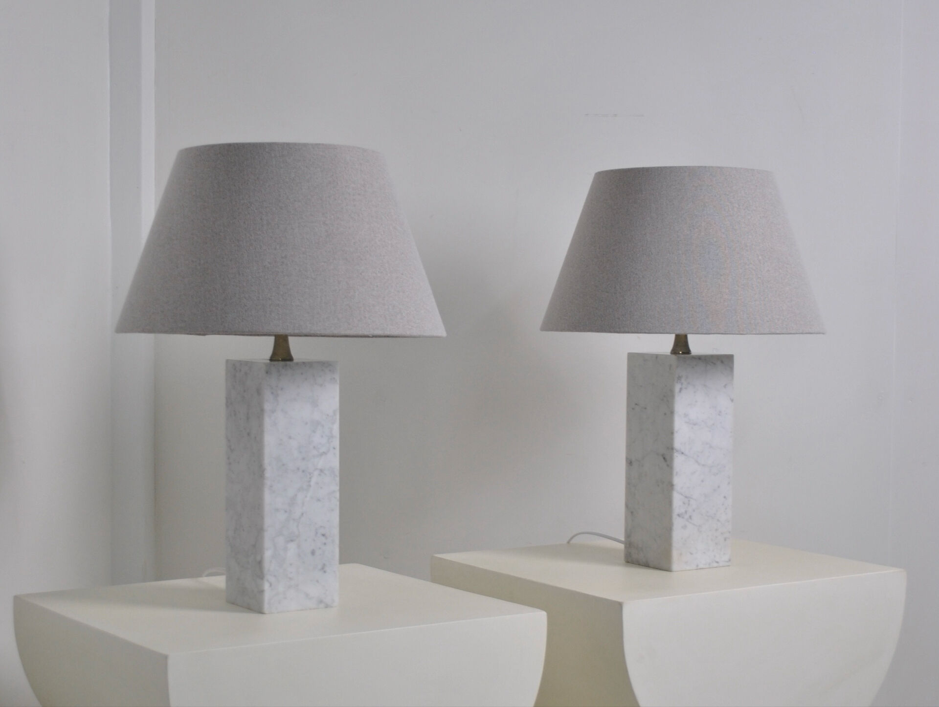 Pair of marble lamps by Maison Barbier 1960
