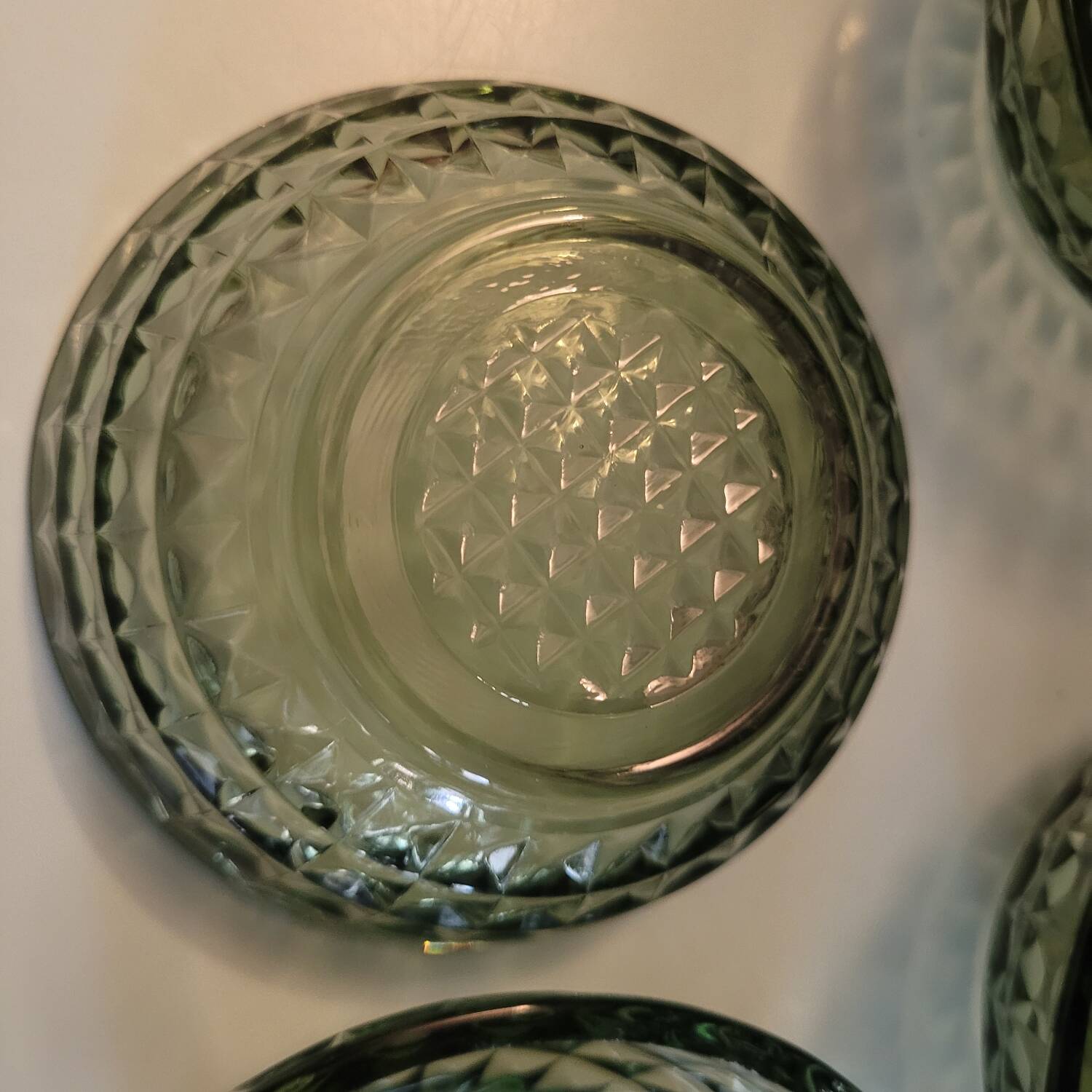 Set of 4 smoked green molded glass bowls - 1970s