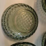 Set of 4 smoked green molded glass bowls - 1970s