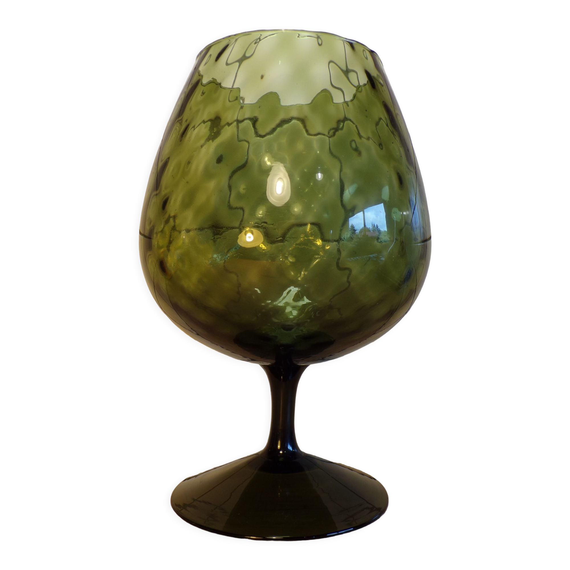 Green frosted glass vase