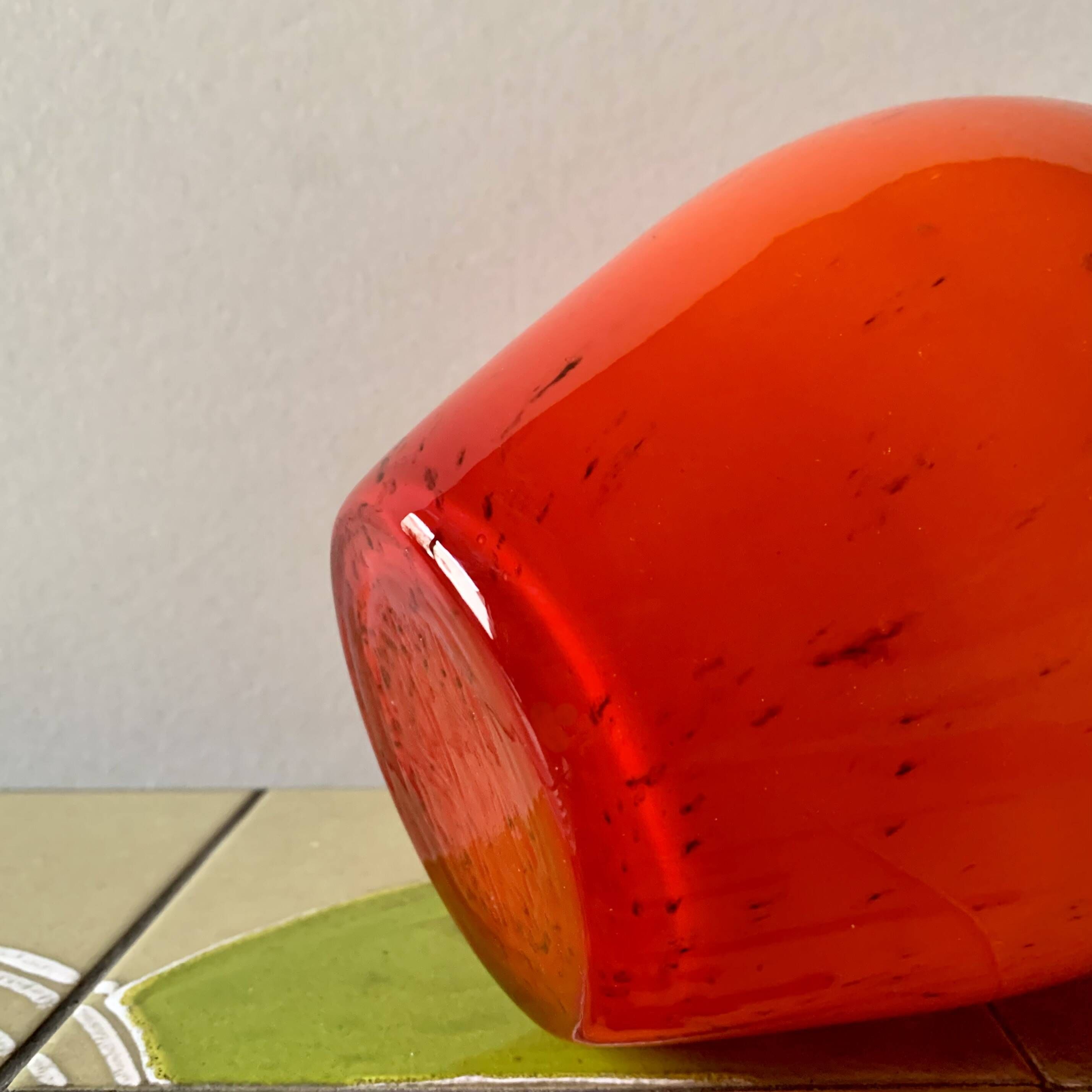 Vintage vase or pitcher in orange blown glass - Made in Italy