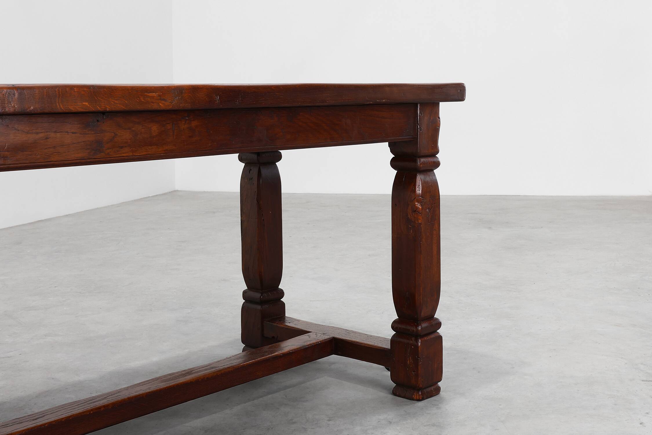 Large French Provincial rustic Oak Table, ca. 1900