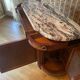 Louis XVI side table in precious wood, marble and glass-fronted cabinet – Haentgès Frères
