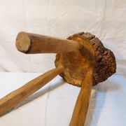 Brutalist tripod stool - French popular craftsmanship from the 20th century