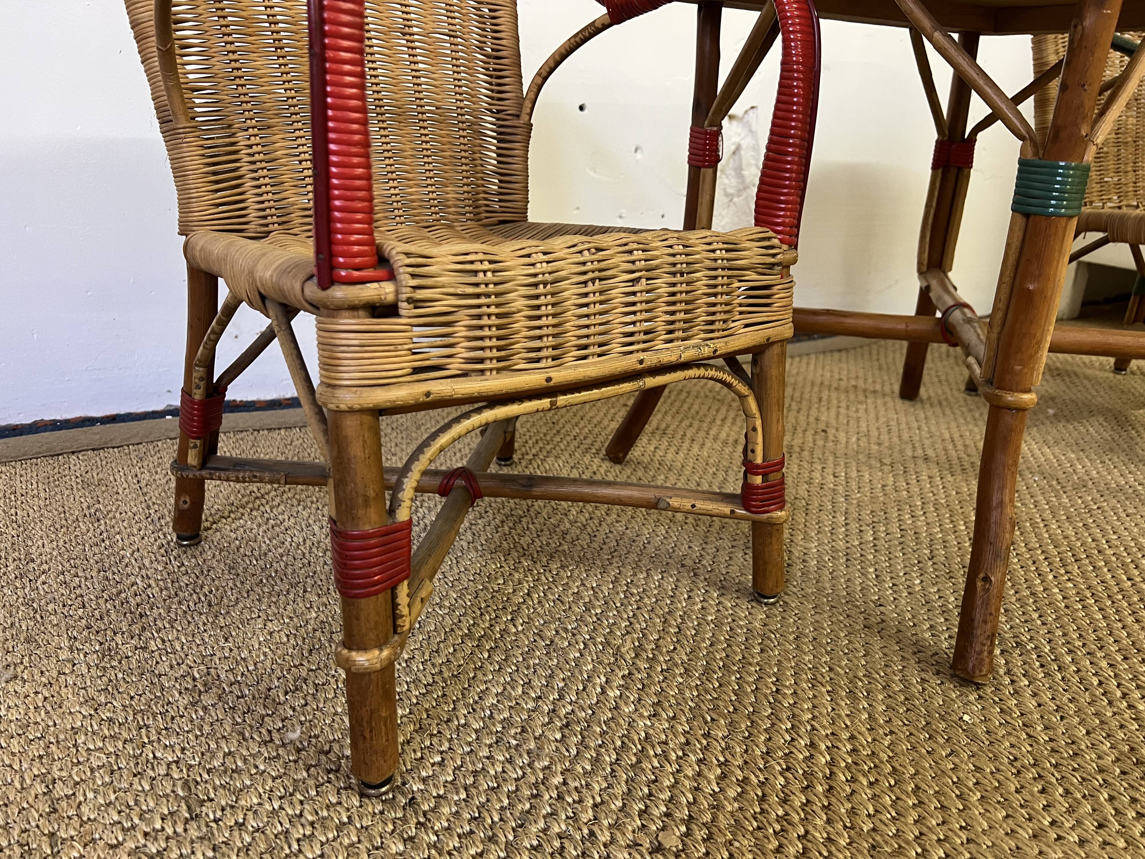 Set table and armchairs, children's rattan living room