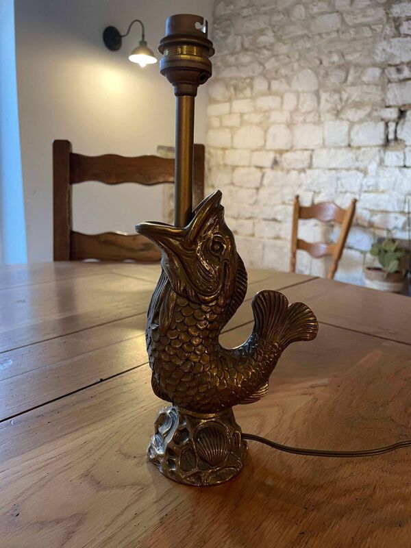 Pied de lampe poisson en bronze