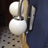 Vintage chrome sconce with opaline globes, 70