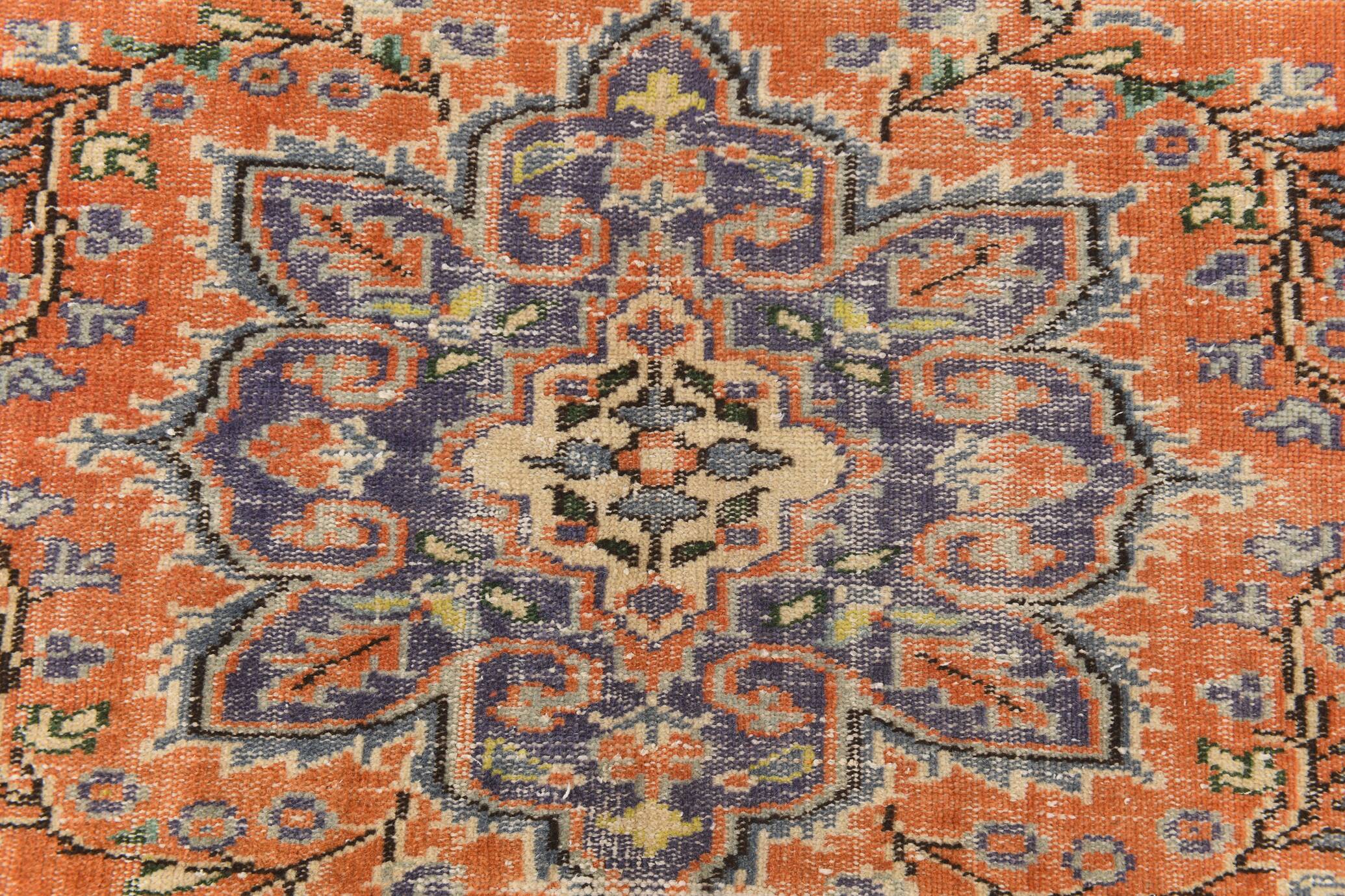 6x9 Turkish Classic Pattern Orange Green Vintage Rug, 174x279Cm