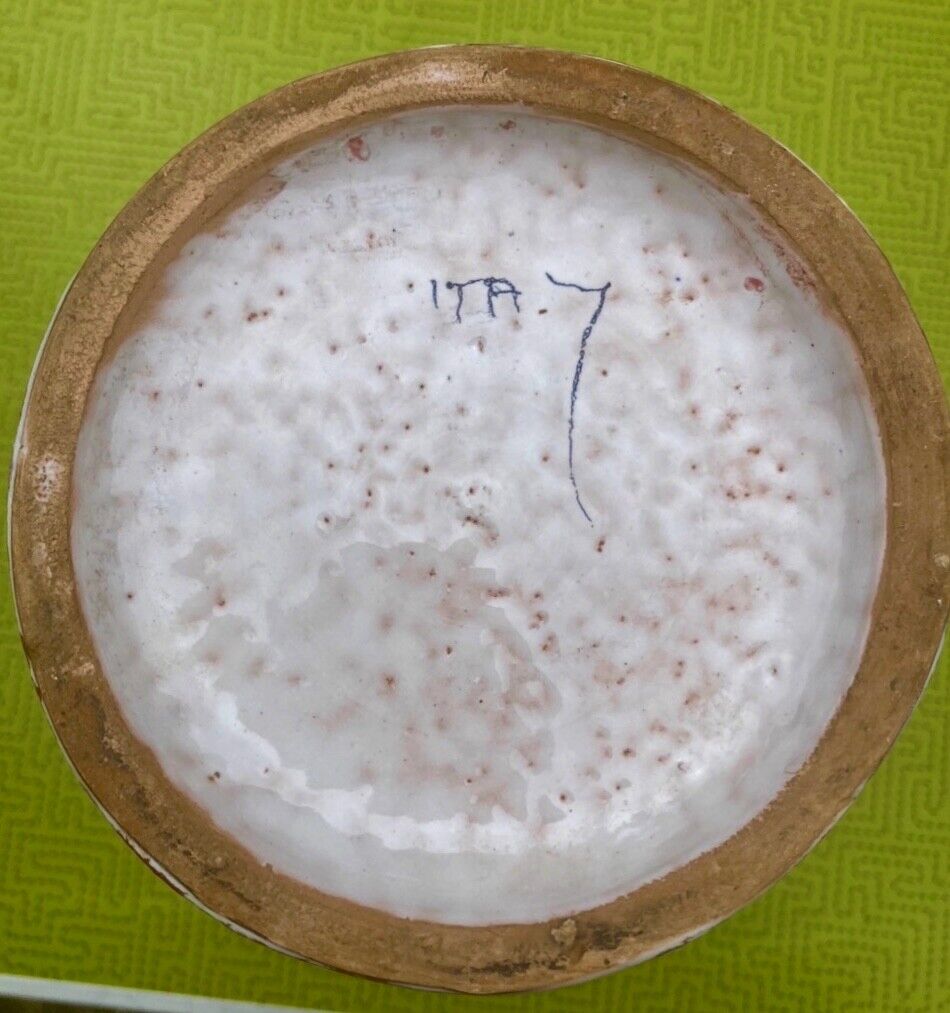 Vase in glazed ceramic decoration of flowers signed below italy - vintage 1950