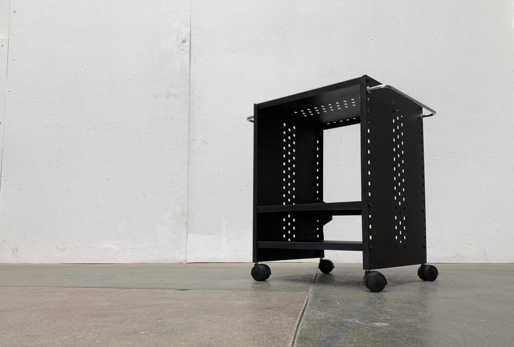 Postmodern perforated metal service trolley, 1980s