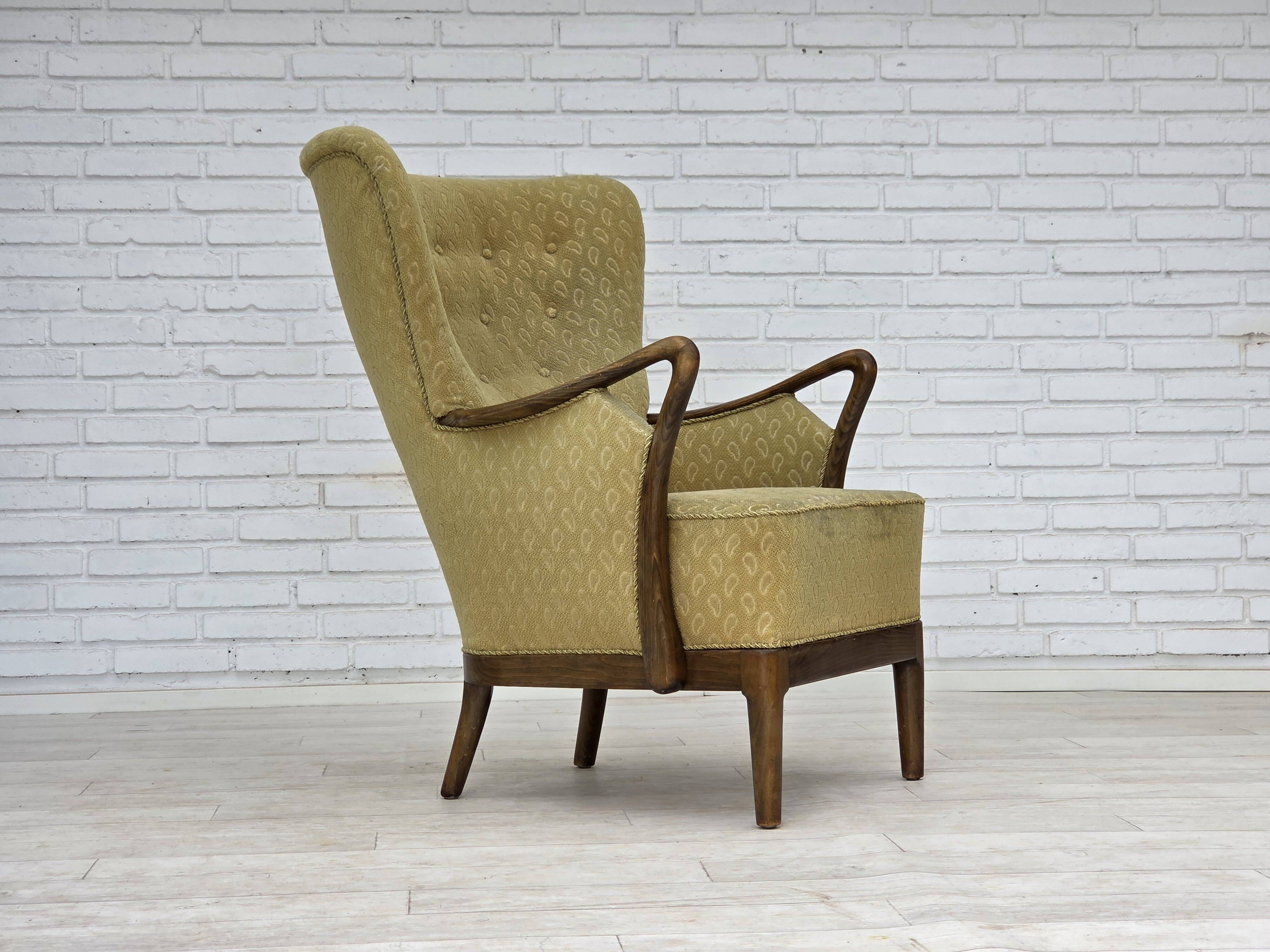 1960s, Danish armchair by Slagelse Møbelværk, model 157, velour.