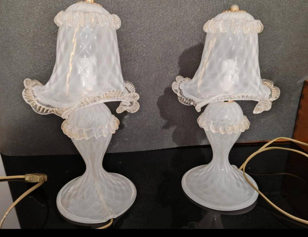 set de lampes en verre murano champignons