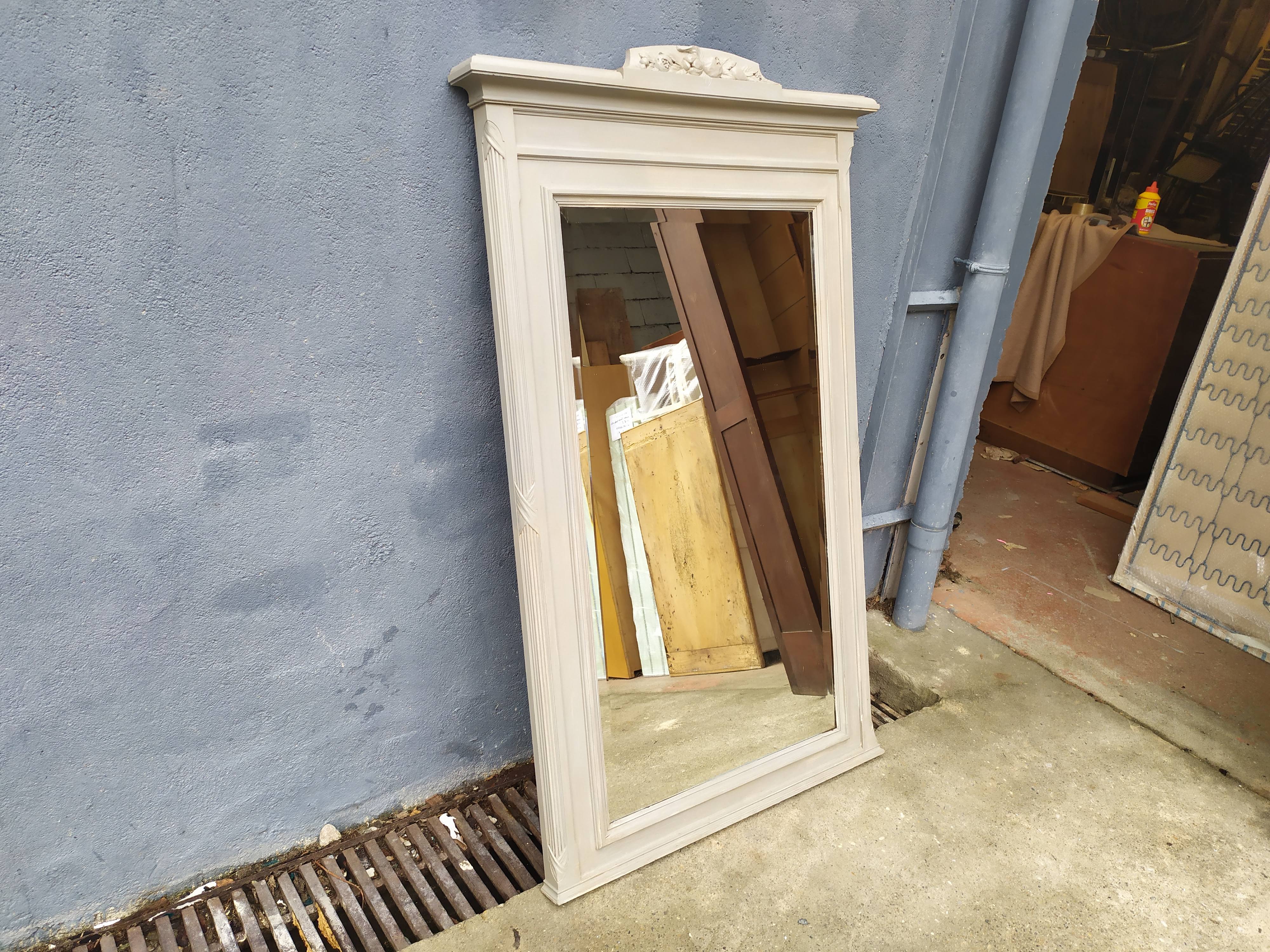 Old grey patinated mirror