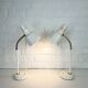 Pair of BJS desk lamps in white lacquered steel and brass – Sweden 1960s