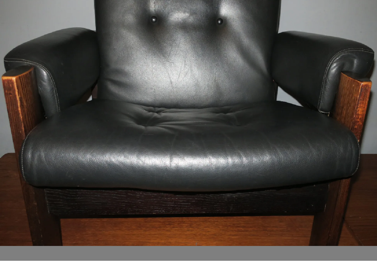 Mid century Danish leather reclining lounge chair