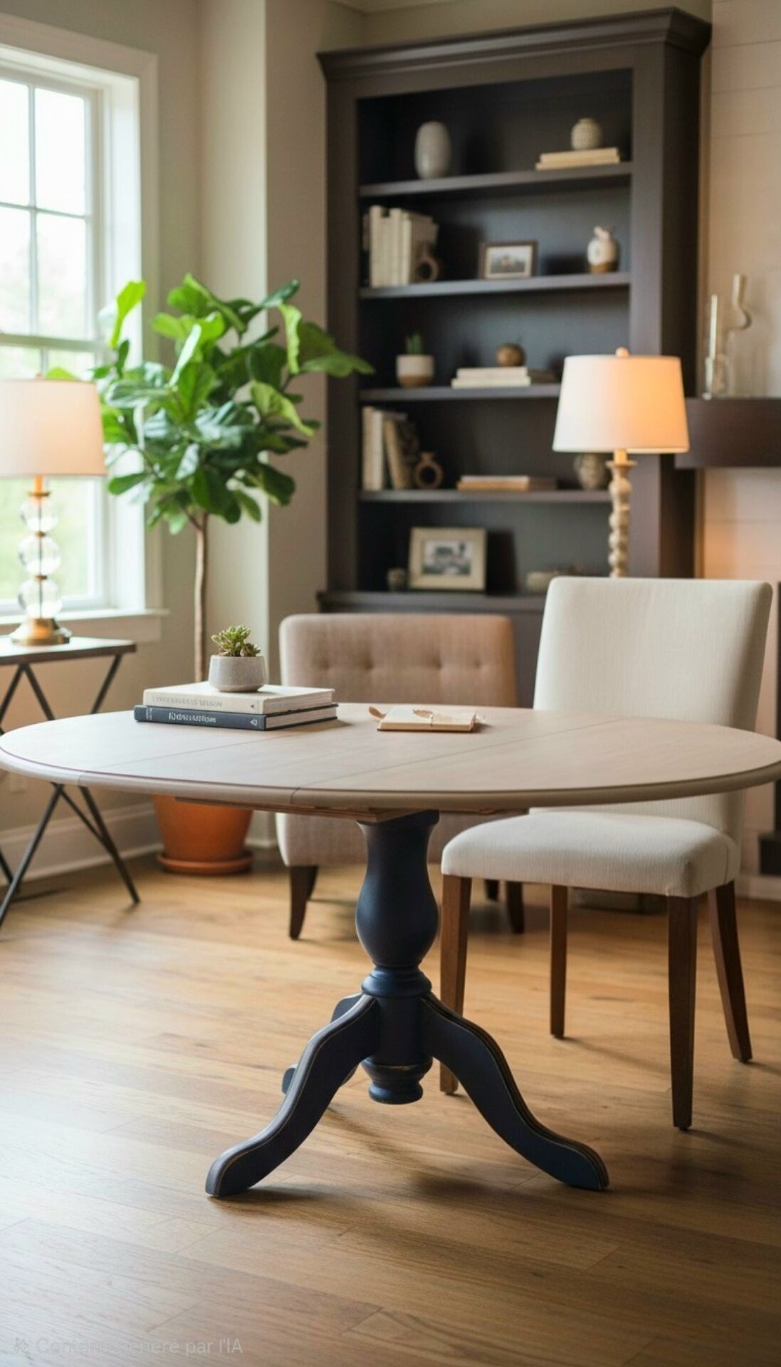 Extendable round table with central leg – Chic country spirit