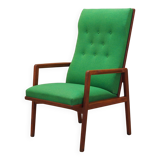 Teak green armchair, Danish design, 1970s, production: Denmark