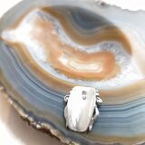 Cenicero de ágata y plata. España, 1970s.