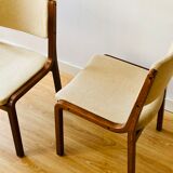Set of 4 vintage chairs in teak and wool