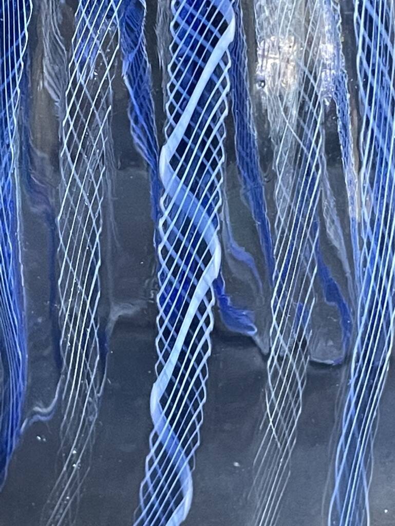 Large blue glass vase with inclusions – Murano art glassware