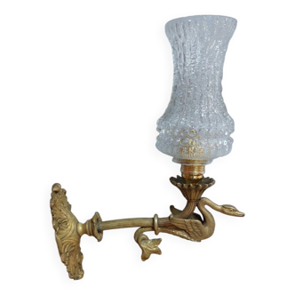Swan and glass globe wall lamp
