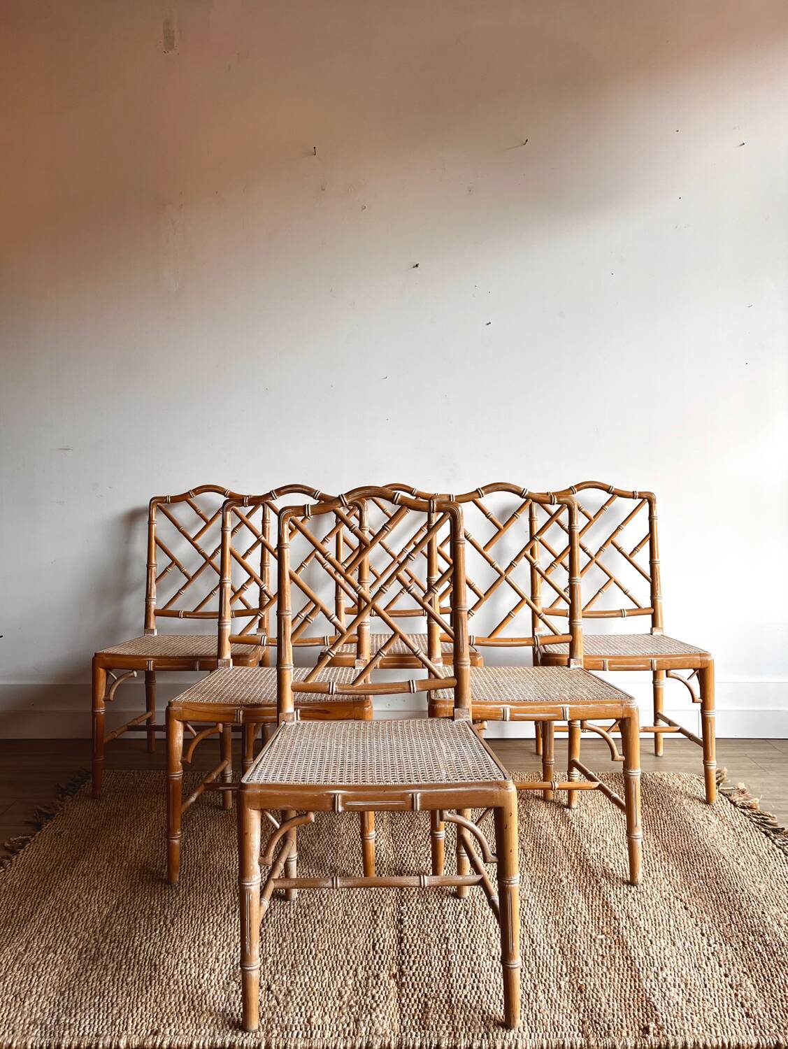 6 ‘Faux Bamboo’ dining chairs vintage