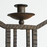 Art Deco pair of candle holders in wrought iron and stone