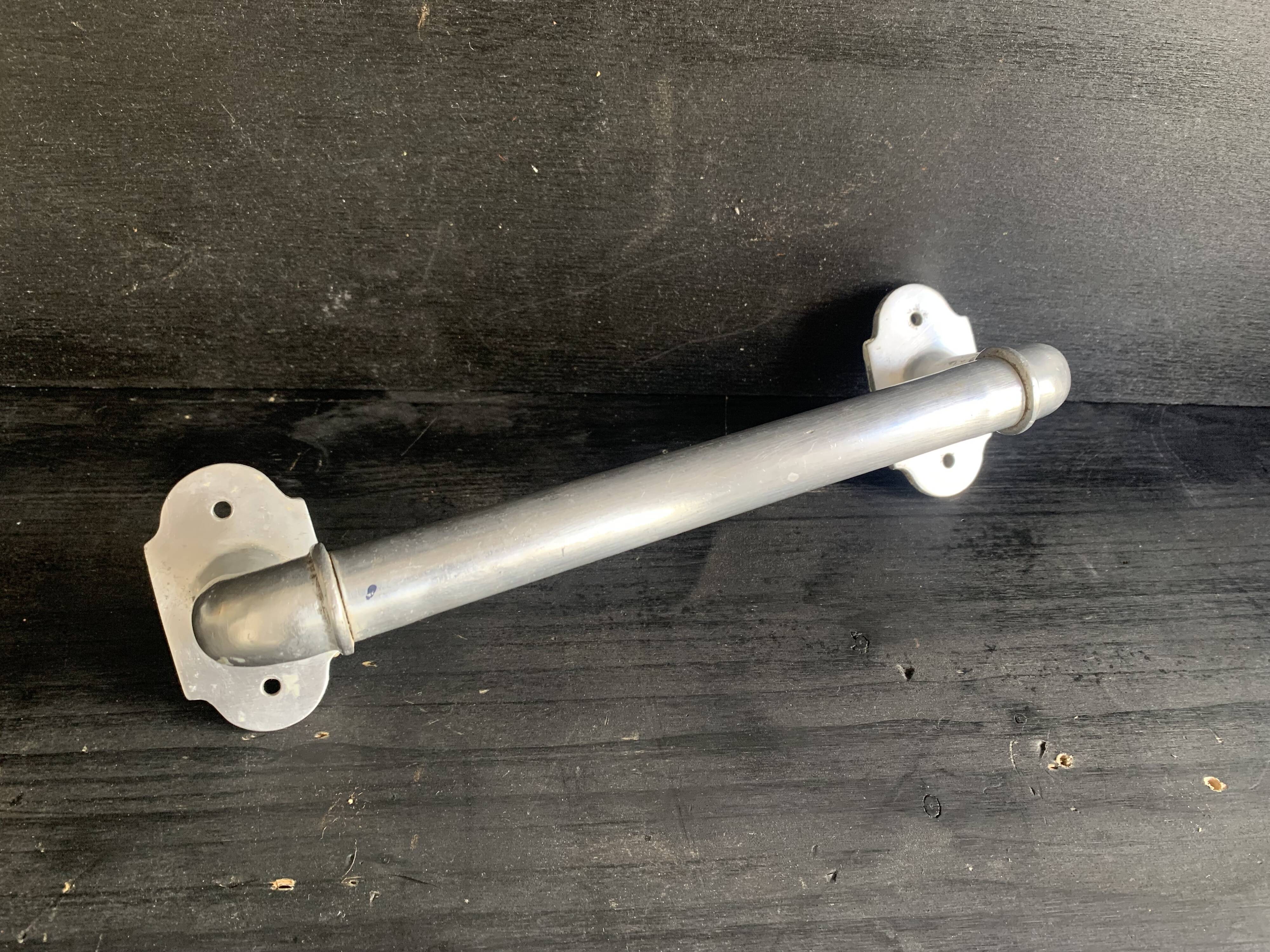 Art Deco aluminum towel rack and wall hooks, 1940