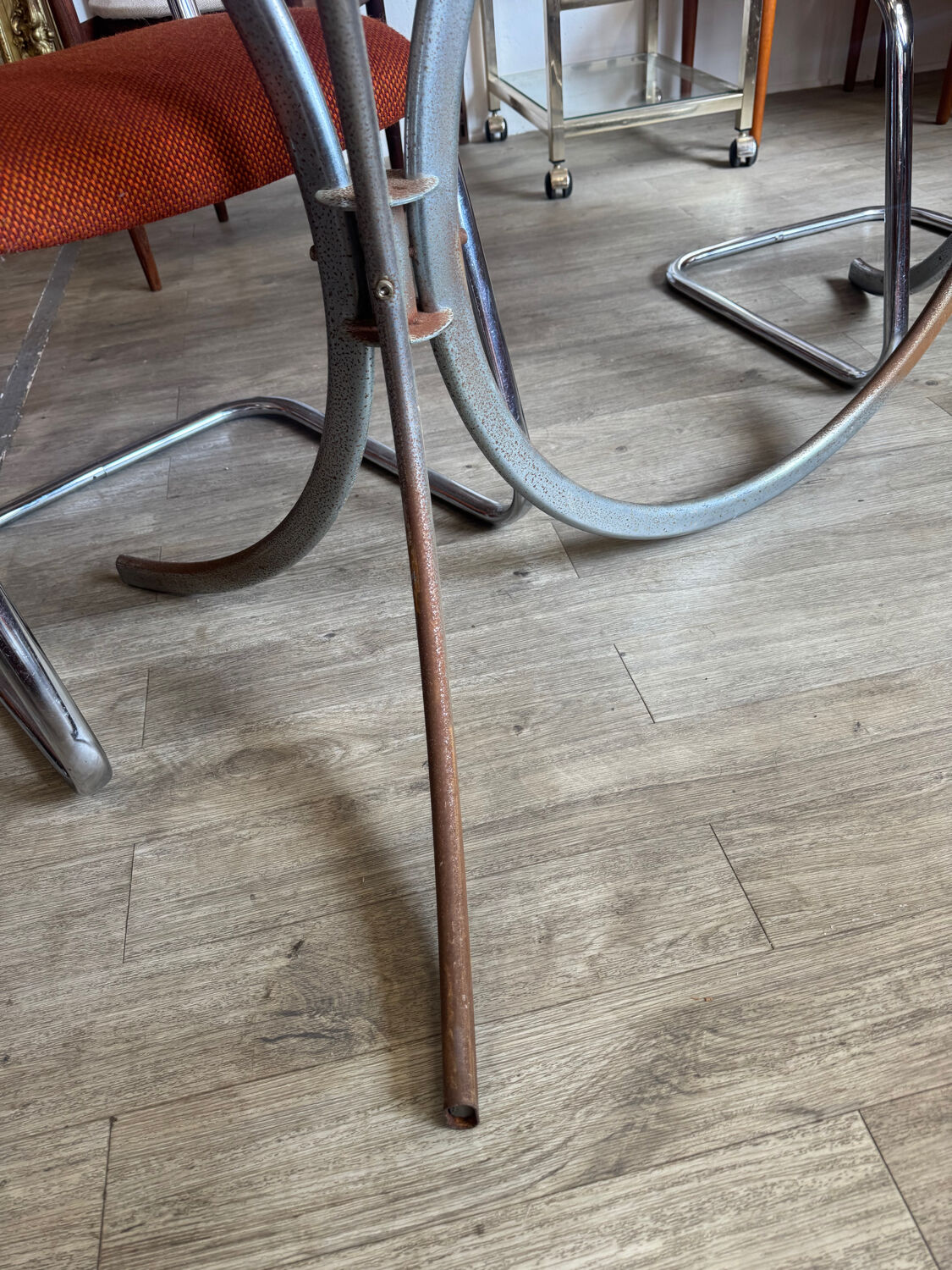 Vintage 70s smoked glass dining table