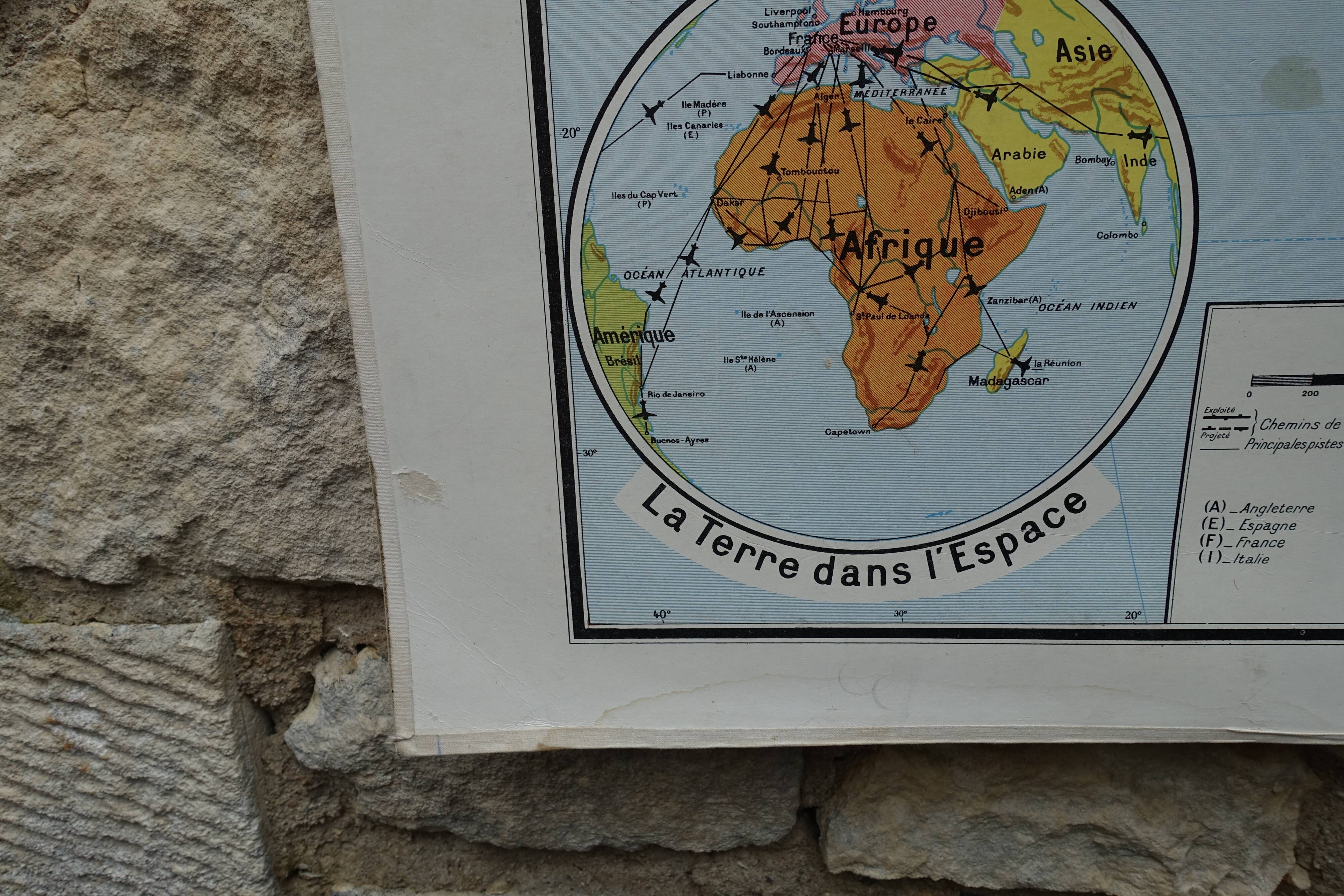 Ancienne carte scolaire vidal lablache afrique physique et politique  n°16