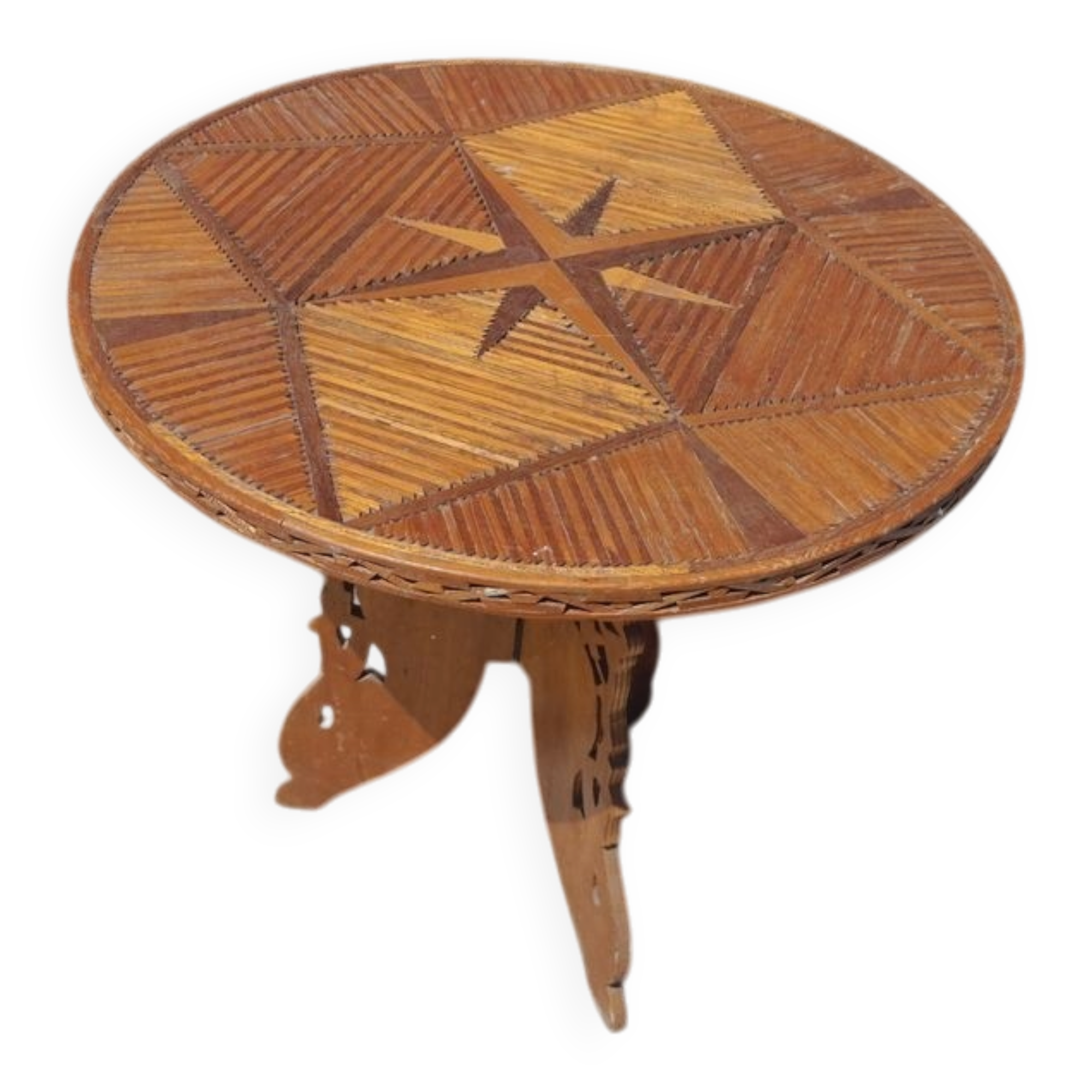 Ancienne petite table en bois pliante diametre 55 cms