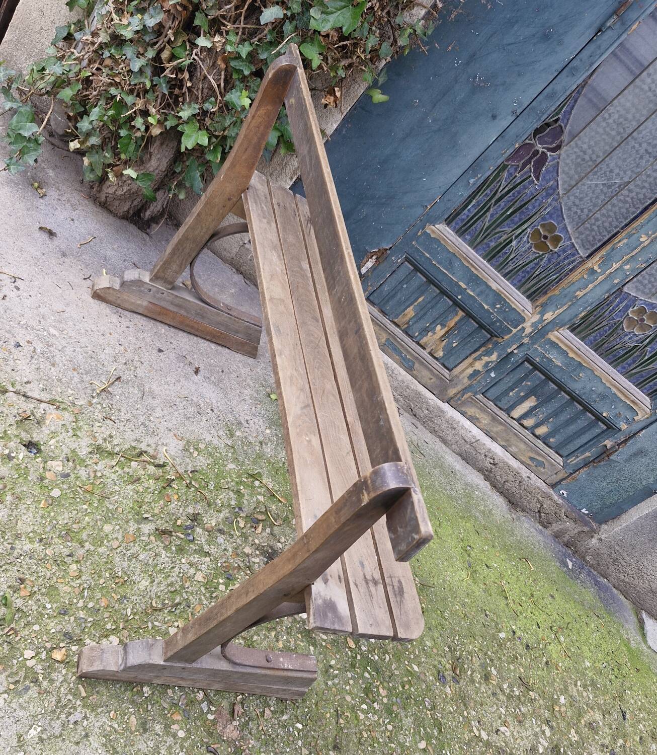Antique wooden bench, France 19th century
