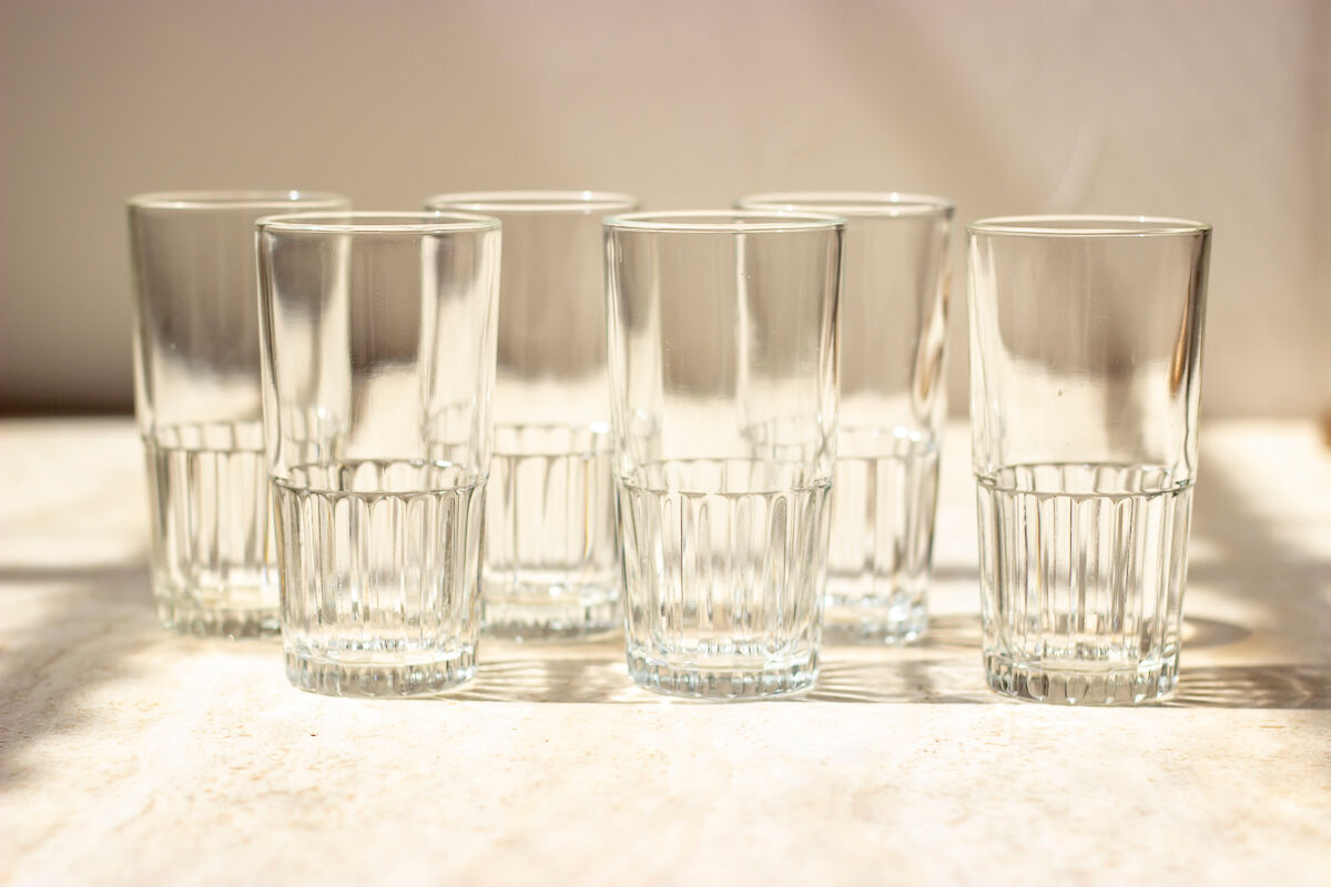 6 vintage high glasses
