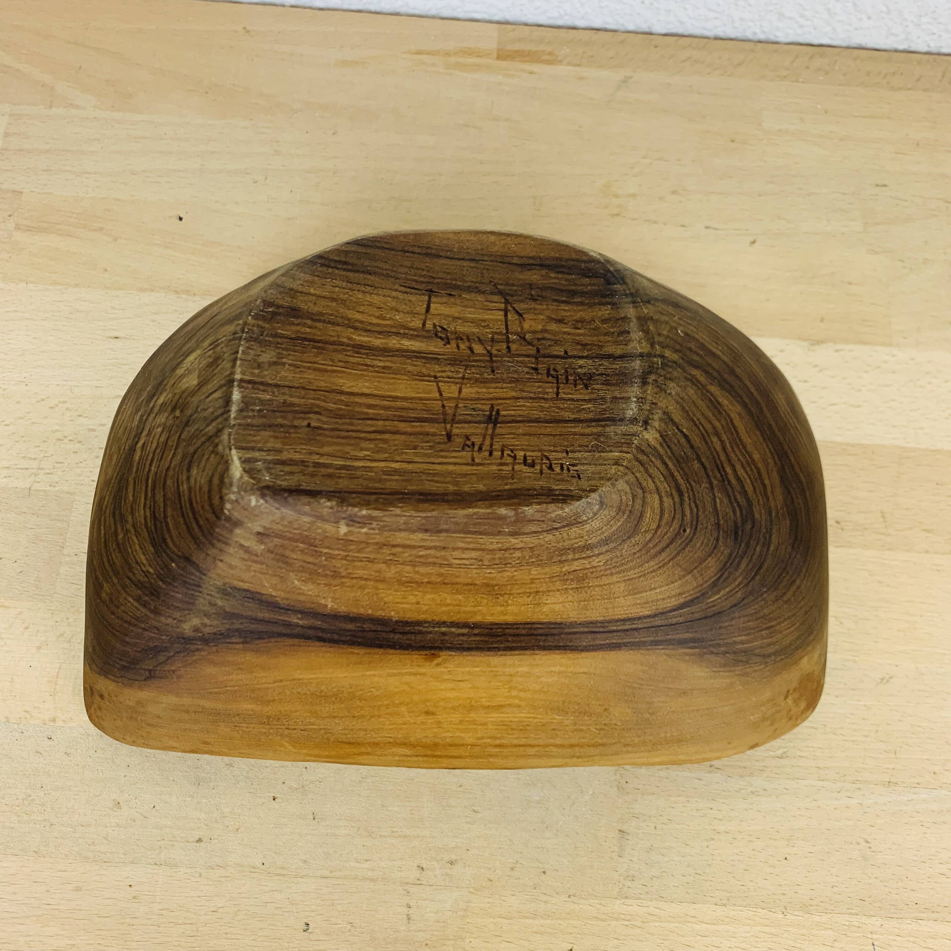 Brutalist bowl by Tony Bain Vallauris, olive wood catch-all.