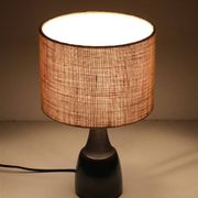 Søholm "1040" table lamp with jute lampshade / ceramic / mid-century / Danish modern design / 1960s / 1970s / Cloos & Co.