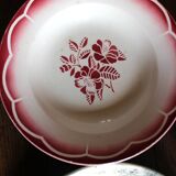 6 deep plates Marsac red Digoin Terre de fer green