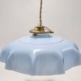 Blue opaline glass pendant light