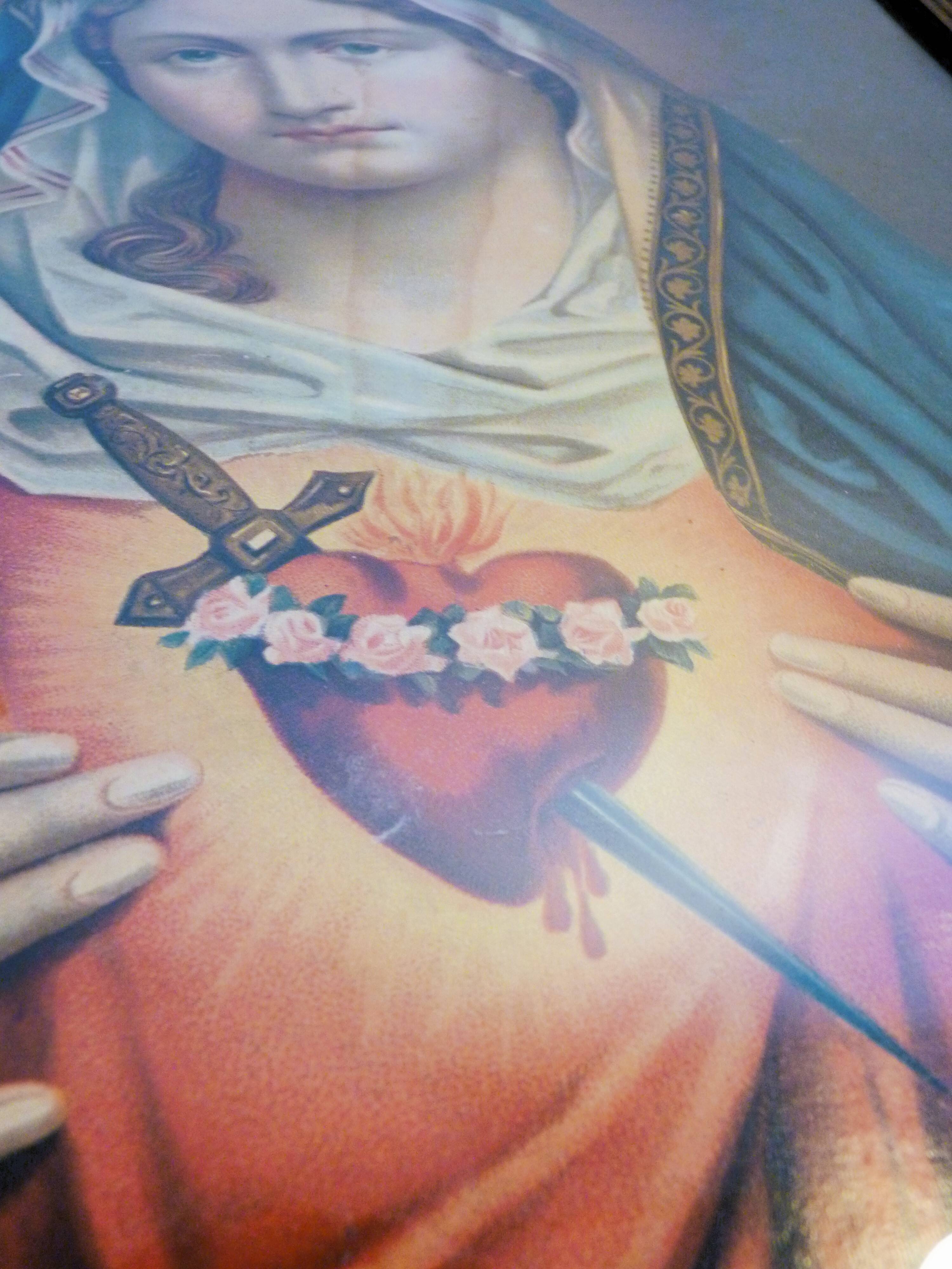 Painting Golden frame Virgin Mary immaculate heart