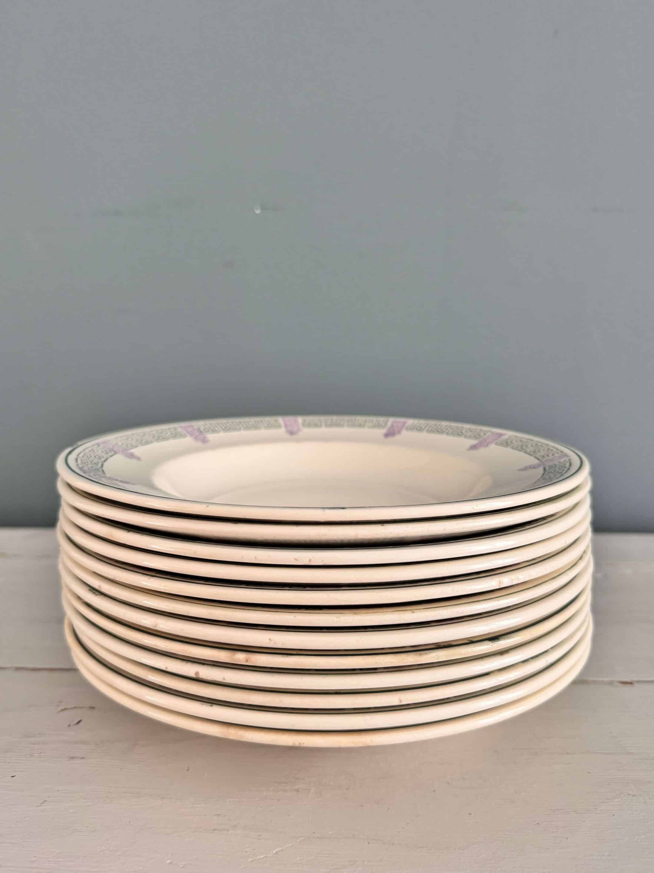 Set of 12 soup plates 1900 “Janina” Longwy